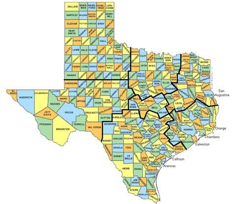 Printable Texas Counties Map