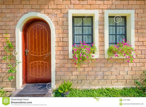 Exterior And Front Door Of A Beautiful Old House Stock