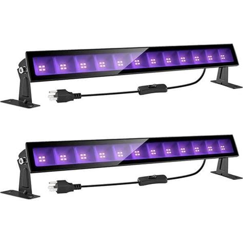 24w Led Black Light Bar With 5ft Power Cord Ip66 Waterproof 2 Pack