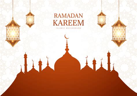 Ramadan Kareem Greeting With Brown Mosque Silhouette Vector Art At Vecteezy