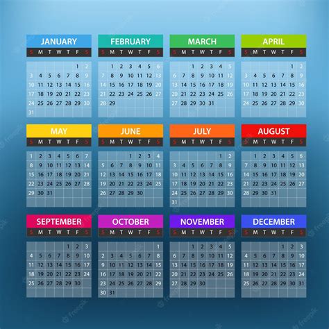 Premium Vector 2016 Year Color Calendar Template Flat Design Template