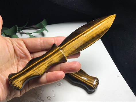 Natural Tiger S Eye Quartz Crystal Carved Dagger Reiki Etsy