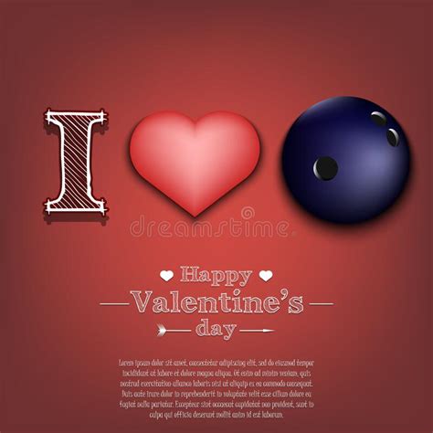 I Love Bowling Happy Valentines Day Stock Vector Illustration Of