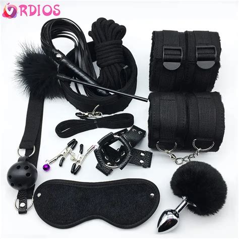 10pcs Adult Handcuffs Ball Whip Kit Bondage Set Couple SM Sex Toy Adult