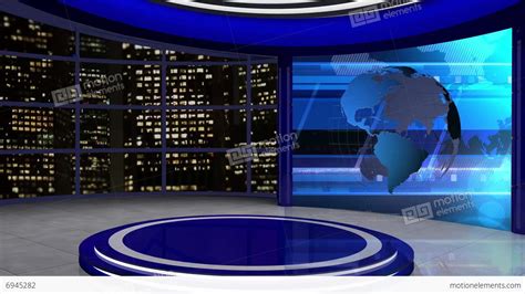 News Tv Studio Set 61 Virtual Background Loop Stock Video Footage
