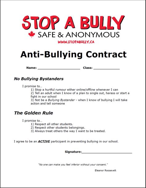 Anti Bullying Contract Printable ~ The Anti Bully Blog