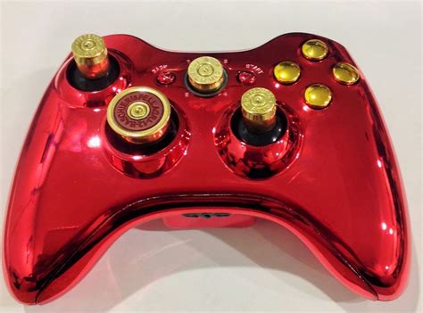 Xbox 360 Wireless Custom Controllermetallic Red Shell Casebrass