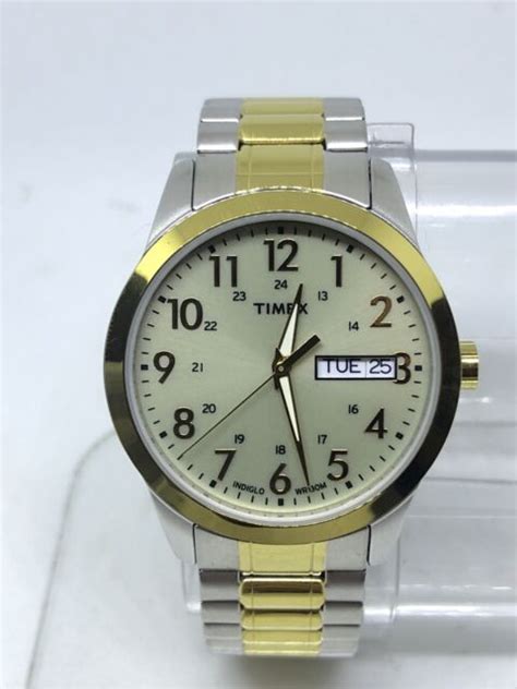 Timex Mens Two Tone Expansion Watch T2m935 9j Silver Quartz Solar