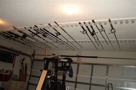 This is a fishing rod rack that i mounted on the ceiling of my garage to organize my fishing rods. ceiling mounted rod racks - Pensacola Fishing Forum | Rod ...
