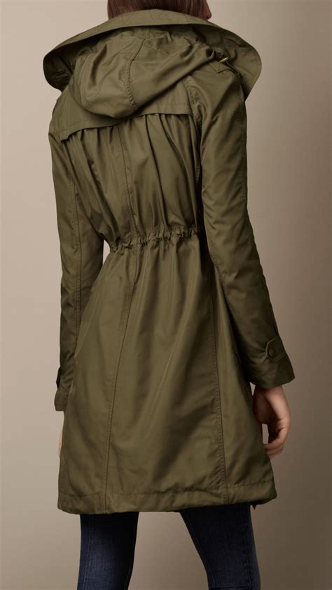 lyst burberry brit oversize hood warmer parka in green