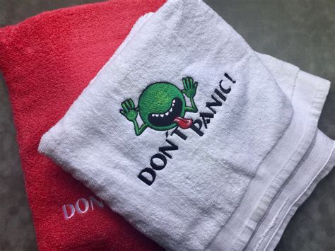 Dont Panic Embroidered Bath Towel Etsy