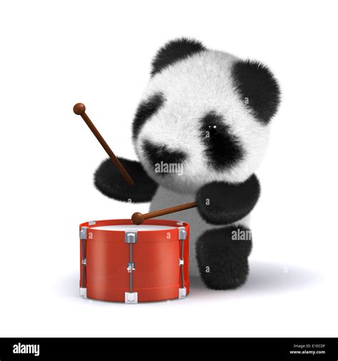 3d Baby Panda Bear Plays The Drums Stock Photo Alamy