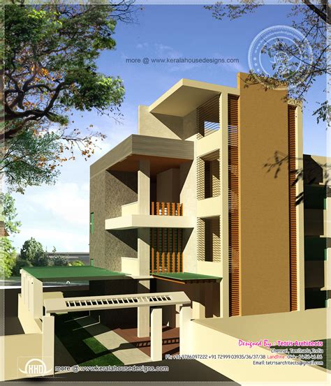 Luxury 3 Floor House Elevation With Floor Plan Kerala Home Design And