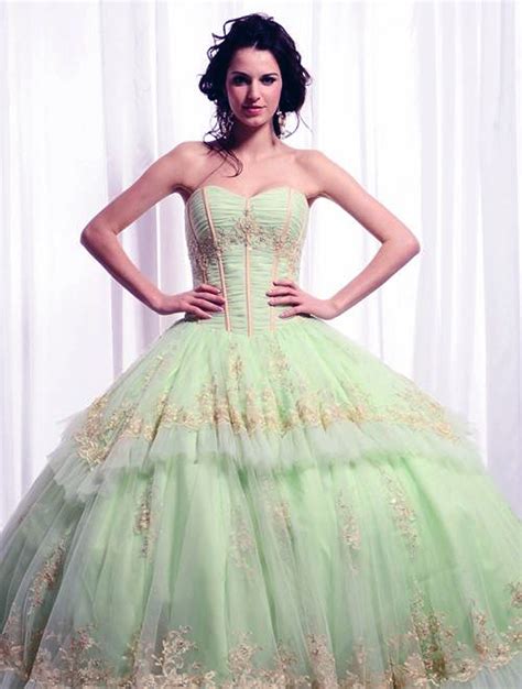 Big Puffy Prom Dresses Green
