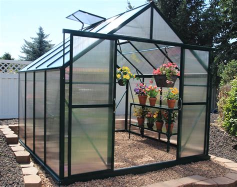 This glass greenhouse features a 6mm twin wall polycarbonate roof with single tempered glass side walls. Grandio Ascent 8x8 Greenhouse - 2015 Model | Grandio ...