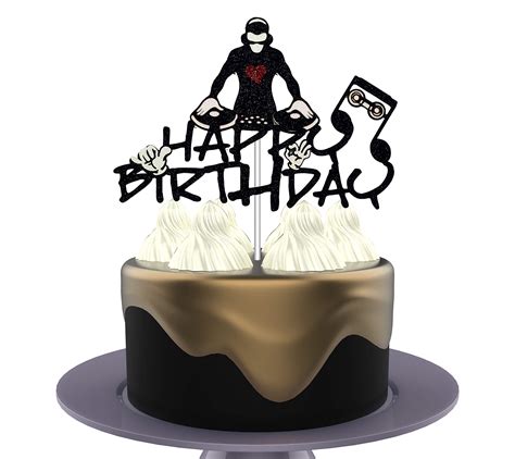 Buy HAKPUOTR DJ Happy Birthday Cake Topper Hip Hop Cake Topper Disco