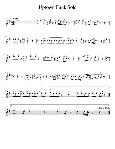 Uptown Funk Solo Sheet Music For Tenor Saxophone Download Free In Pdf