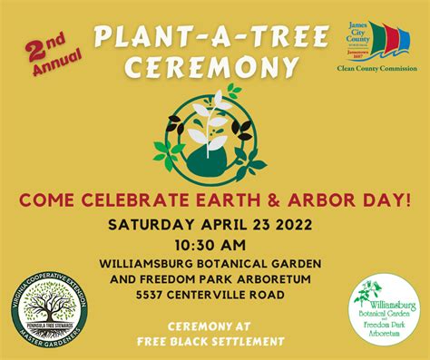 Earth Day Arbor Day Plant A Tree Celebration Williamsburg Botanical