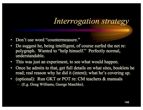 When you're taking a polygraph test, the machine first registers the baseline of your vital signs. Gordon H. Barland on Polygraph Countermeasures ...