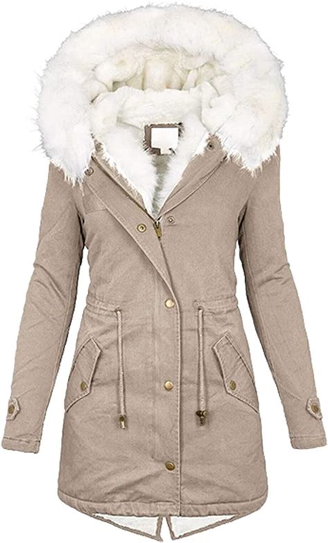 Manteaux Femme Hiver Chaud Longue Capuche Fausse Fourrure Mode Blouson Manches Longues