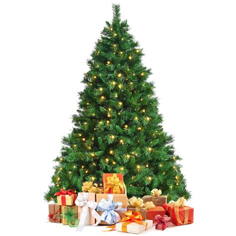 Topbuy Pre Lit Hinged Lifelike Xmas Tree 7ft Lush Artificial Christmas