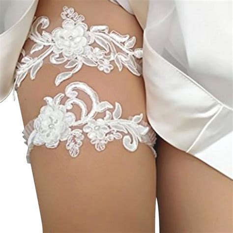 2pcs set western style wedding garters for bride sequins lace bridal dress accessories garter