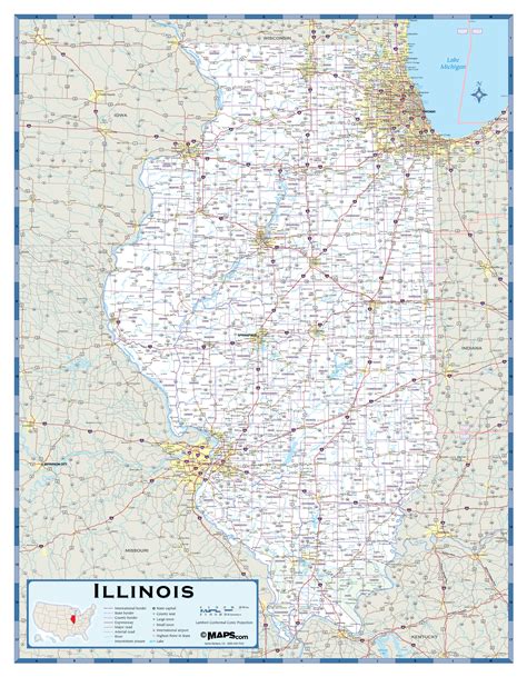 Large Detailed Roads And Highways Map Of Illinois State With All Cities