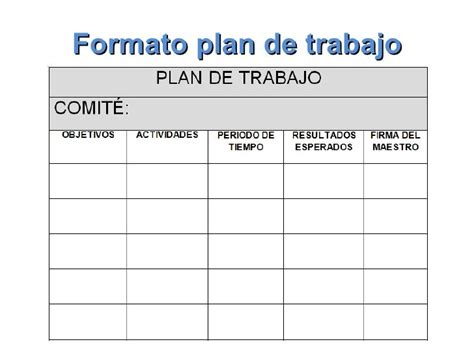 Plantillas Para Planes De Trabajo