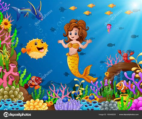 Cartoon Mermaid Underwater Stock Vector Image By ©dualoro 165448200