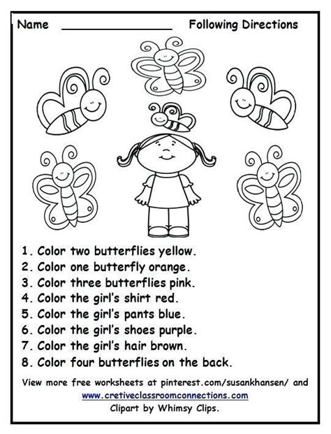directions worksheets  kindergarten preschool english