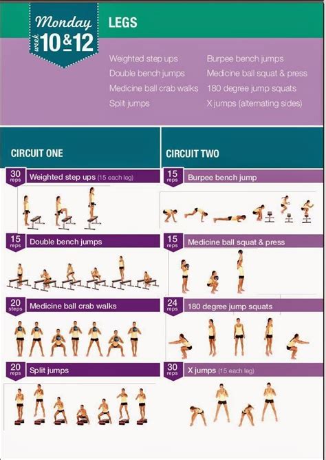 Image Result For Kayla Itsines Week 10 And 12 Monday