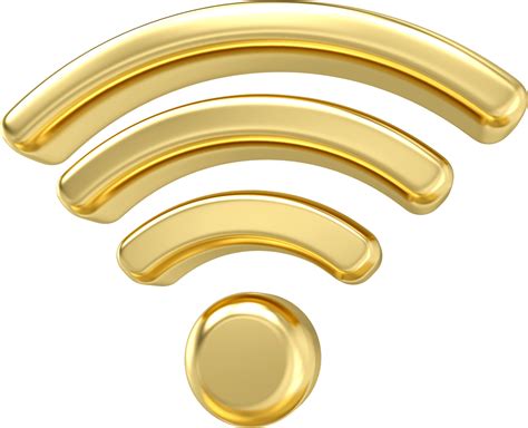 3d Gold Metal Wireless Signal Icon 3d Wireless Connection And Sharing