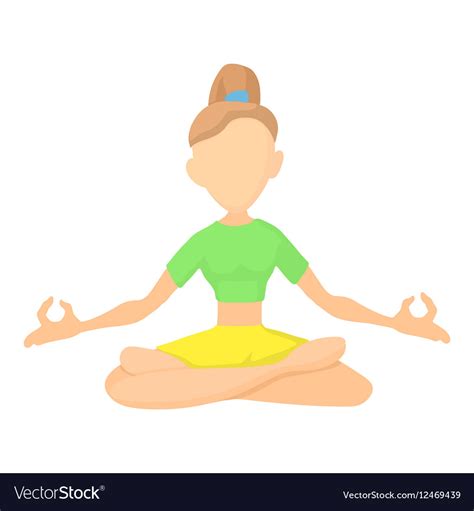 Girl In Yoga Pose Icon Cartoon Style Royalty Free Vector
