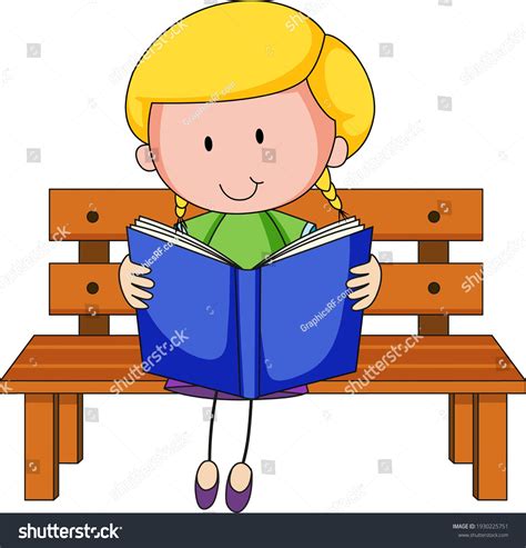 Cute Girl Reading Book Doodle Cartoon Stock Vector Royalty Free