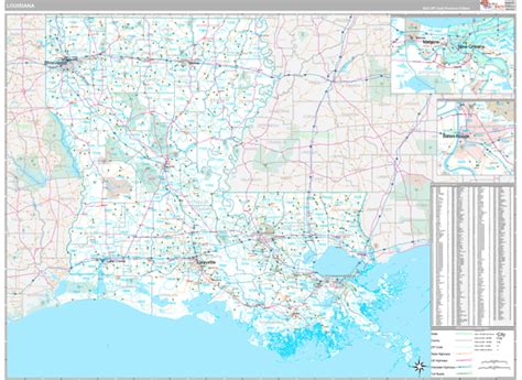 Louisiana Wall Map Premium Style By Marketmaps Mapsales