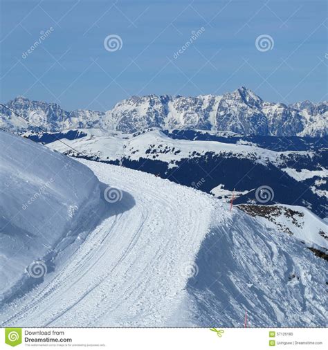 Street In The Snow High In The Alps In Europe Stock Photo Image Of