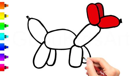 How To Draw A Balloon Dog For Kids Step By Step Youtube