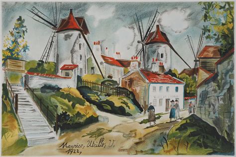Maurice Utrillo Les Trois Moulins à Montmartre Lithographie Signée