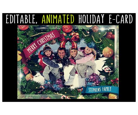 Animated Christmas Card Template  Editable Greeting Ecard With