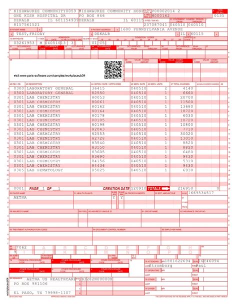 Free Fillable And Printable Ub 04 Claim Form Printable Forms Free Online