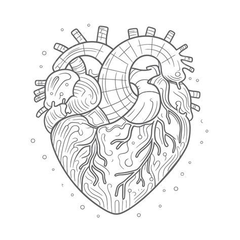 Modern Heart Illustration For Coloring Outline Sketch Drawing Vector