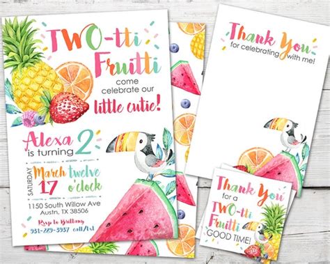 Twotti Fruitti Birthday Invitation Twotti Frutti Birthday Tutti
