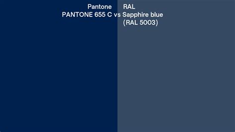 Pantone 655 C Vs Ral Sapphire Blue Ral 5003 Side By Side Comparison