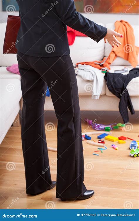 Elegant Woman In Messy Room Stock Image Image Of Parent Sofa 37797069