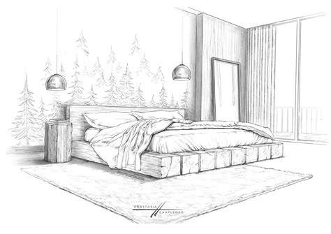 The Bedroom Sketch 2d Digital Visualization On Behance