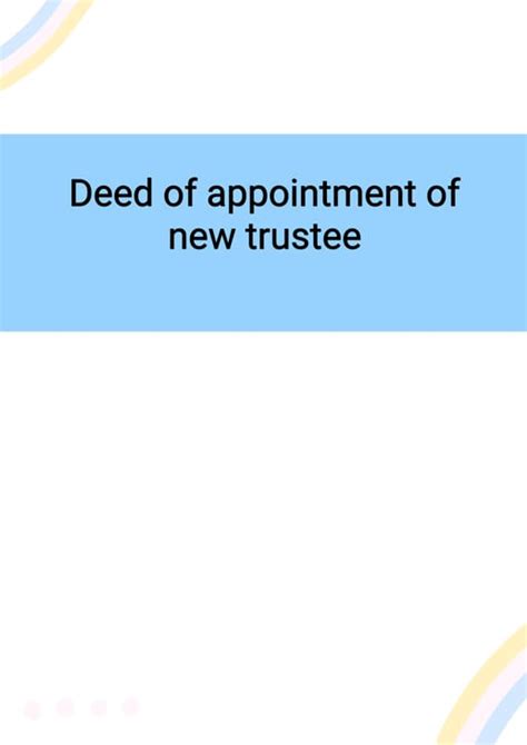Deed Of Appointment Of New Trustee Template In Word Doc Pension Docpro