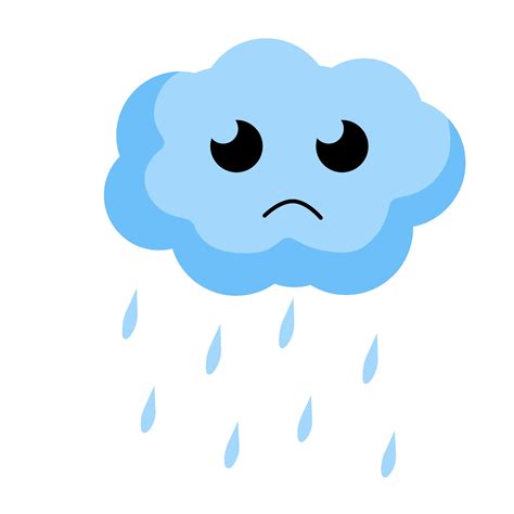 Sad Cloud With Rain Kawaii Character Blue Object Of Sky 6325313