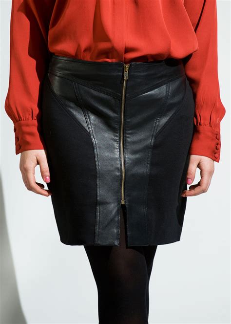 Leather Ponte Knee Length Skirt Ttandon
