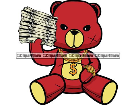 Gangster Teddy Bear Money Stack Jewelry Svg Design Scar Tuff Etsy