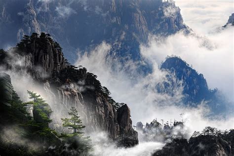 Hd Wallpaper Photo Of Mountains China Clouds Cold Fog Foggy Mist